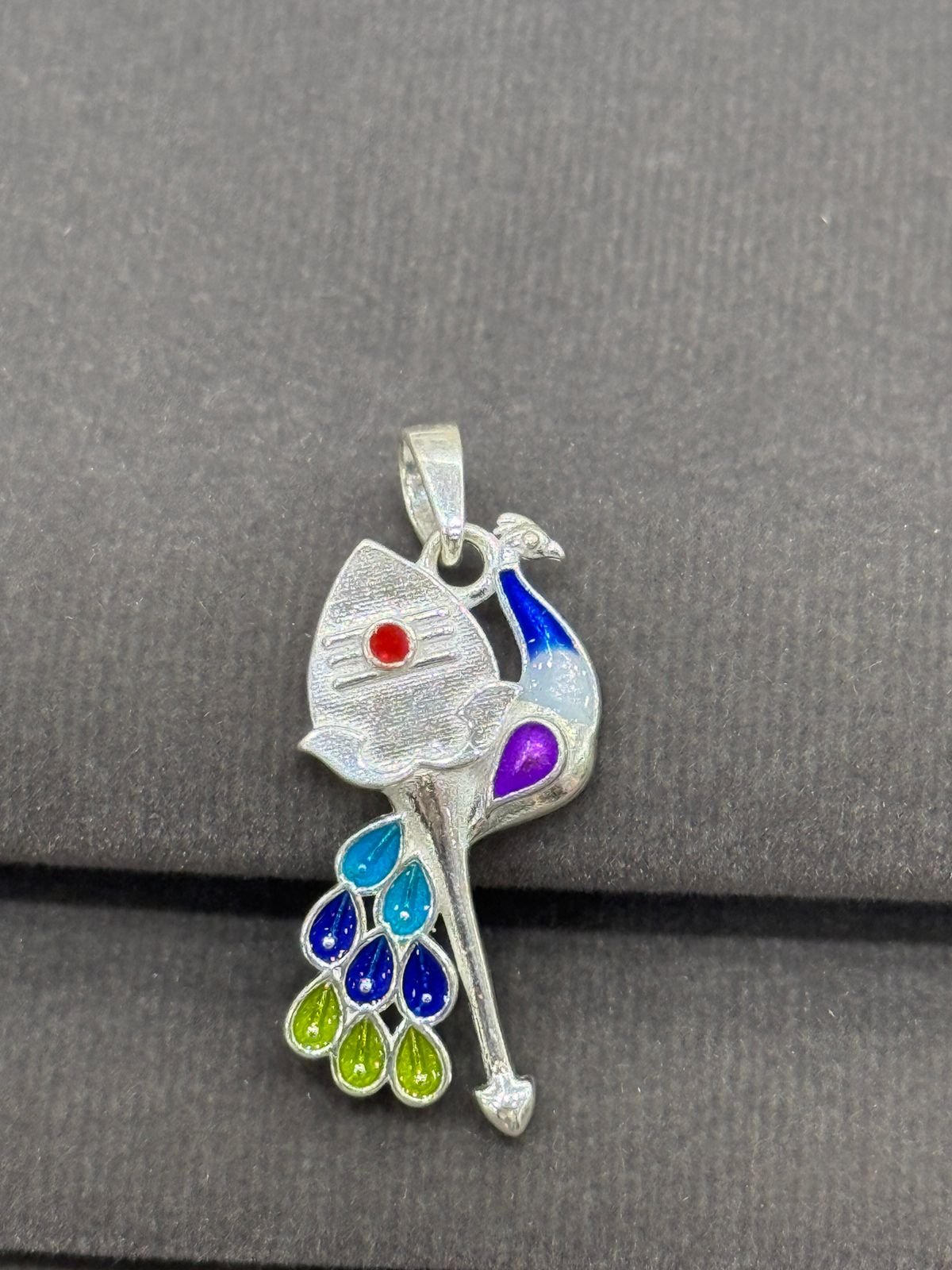  92.5 Sterling Divine Silver Lord Karthikeyan Vel & Peacock Pendant